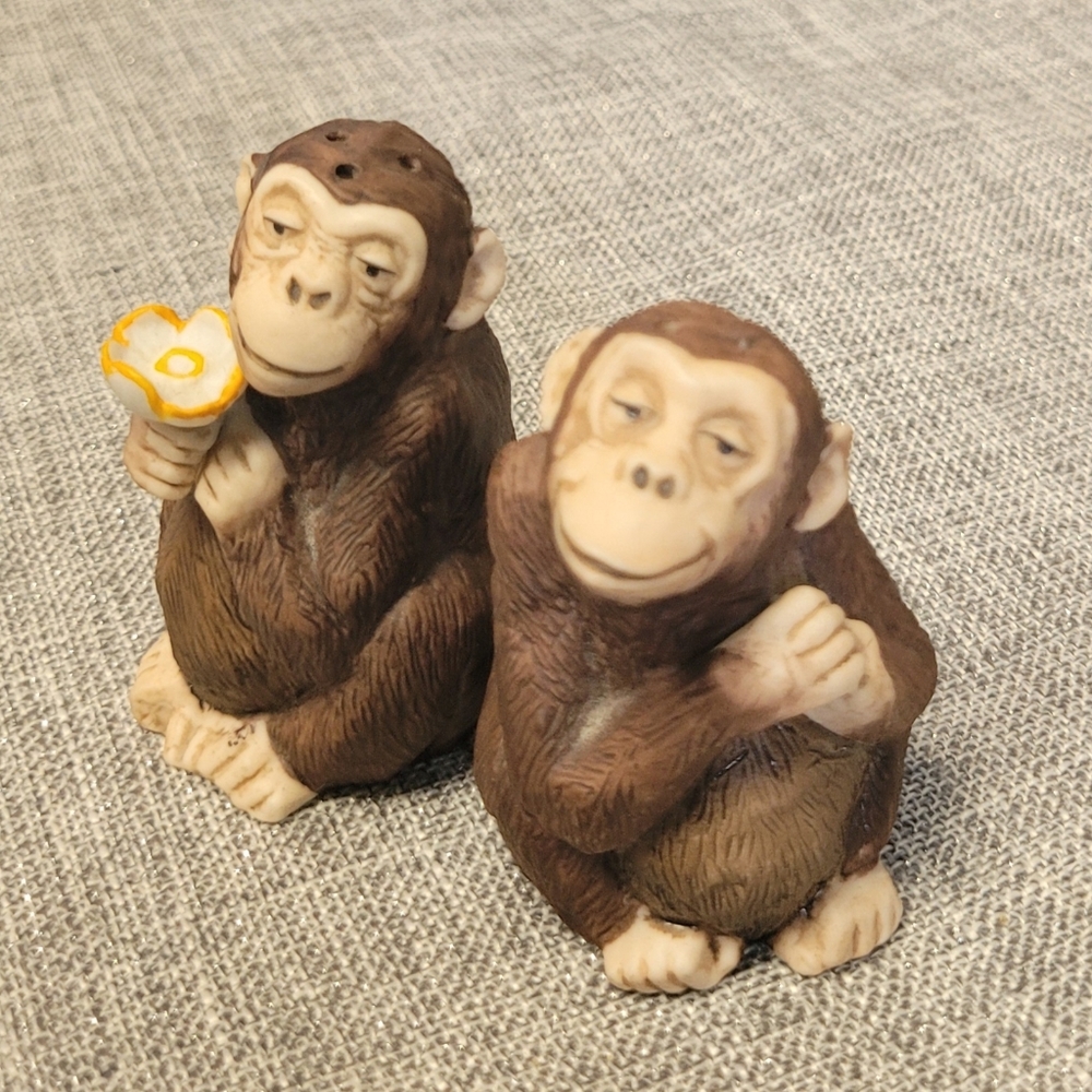 Vintage Franklin Mint Noah's Ark Monkey Salt and Pepper Shaker